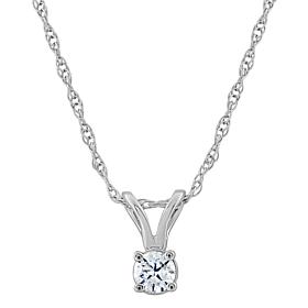 14K Gold .10ct White Diamond Round Pendant with Chain