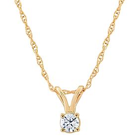 14K Gold .10ct White Diamond Round Pendant with Chain
