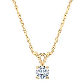14K Gold .25ct White Diamond Round Pendant with Chain