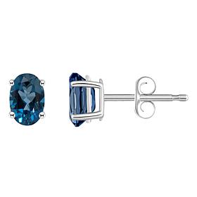 14K Gold 6x4mm Oval-Cut London Blue Topaz Stud Earrings