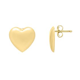 14K Gold Heart Stud Earrings