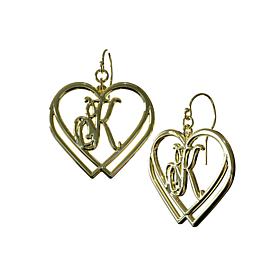 14K Gold-Plated "Entwined" Double Heart Initial Earrings