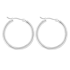 14K Gold Polished Round Tube Hoop Earring  