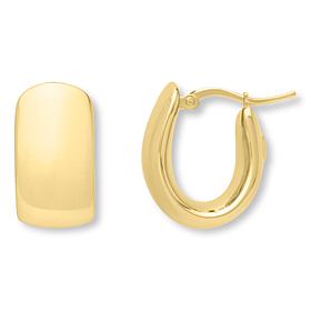 14K Polished Electroform Hoop Graduated Oval Earrings  