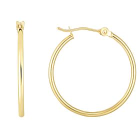 14K Polished Gold Round Tube Hoop Earrings