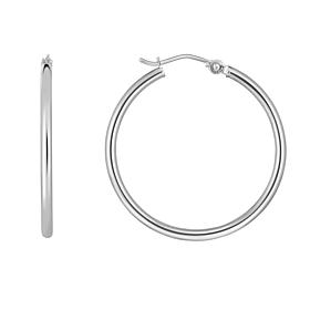 14K Polished Round Polished Tube Hoop Earrings