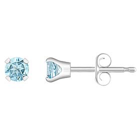 14K White Gold 3mm Round Gemstone Stud Earrings