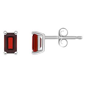 14K White Gold 5x3mm Emerald-Cut Gemstone Stud Earrings