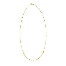 14K Yellow Gold 17" Beaded Rosary Necklace with Spring Clasp