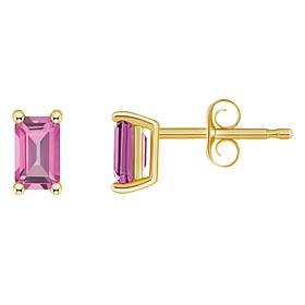 14K Yellow Gold 5x3mm Emerald-Cut Gemstone Stud Earrings