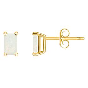 14K Yellow Gold 5x3mm Emerald-Cut Gemstone Stud Earrings