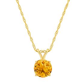 14K Yellow Gold 7mm Round Butterfly Gemstone Pendant with Chain