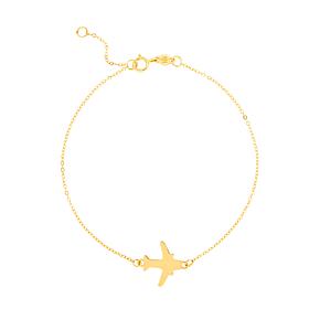 14K Yellow Gold Airplane Bracelet with Spring Ring Clasp