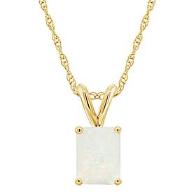 14K Yellow Gold Gemstone 8x6mm Emerald-Cut Pendant with Chain