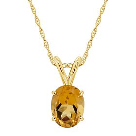 14K Yellow Gold Gemstone 8x6mm Oval Pendant with Chain