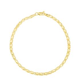 14K Yellow Gold Polished 3mm Heart 10" Anklet