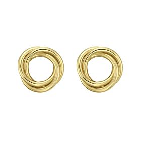 14K Yellow Gold Polished Interlocking Trinity Circle Stud Earring 
