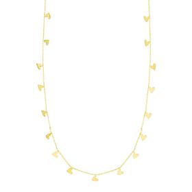 14K Yellow Gold Polished Multi-Heart Chain Necklace