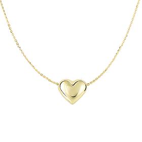 14K Yellow Gold Polished Puffed Heart Necklace