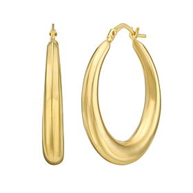 14K Yellow Gold Polished Round Hoop Earring with Hinged Clasp