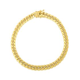 14K Yellow Gold Semi-Solid Miami Cuban Chain Box Clasp Bracelet - 8"