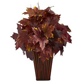 19 in. Autumn Maple Leaf Artificial Plant in Decorative Planter