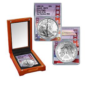 1986 MS70 ANACS San Francisco Mint Silver Eagle Dollar Coin