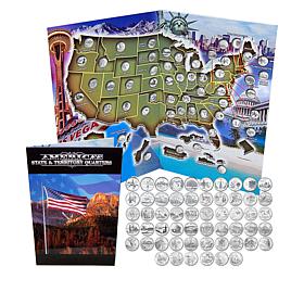 1999-2009 Complete Set of 56 State & Territorial Quarters w/Map Folder