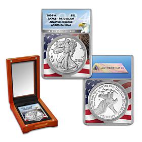 2024-W PR70 DCAM ANACS Advance Release Silver Eagle w/Eagle/Flag Core