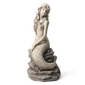 20"H MGO Concrete Finish Mermaid Garden Statue