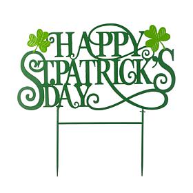 23.25"H Happy St. Patrick's Day Green Metal Yard Stake