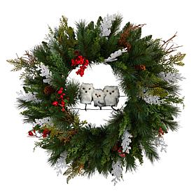 24 in. Holiday Owl Family Wreath