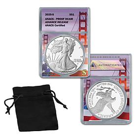'25 Proof DCAM ANACS Advance Release Silver Eagle w/San Francisco Core