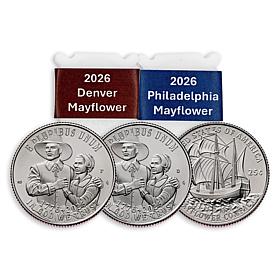 '26 Uncirculated P-Mint & D-Mint Mayflower 40-Quarter Roll Set of 2 AS