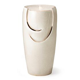 29.25"H Oversized Sand Beige Ceramic Pot Fountain w/Pump, LED Light