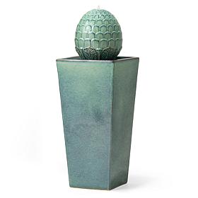 35.75"H Oversized Turquoise Artichoke Pedestal Outdoor Ceramic Foun...