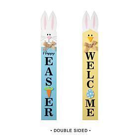 42"H Wooden Double-Sided Easter Welcome Porch Sign with Bunny Ears