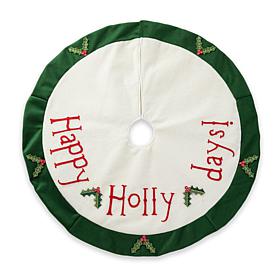 48" D Christmas Felt Happy Holly Days Dimensional Tree Skirt