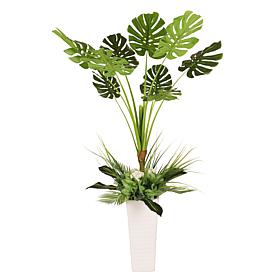 5 ft. Artificial Tarovine Tree with White Decorative Pot