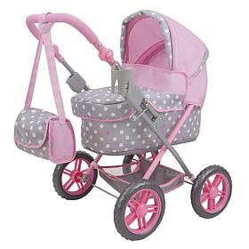 509 Crew: Cotton Candy Pink: Amanda Doll Pram - Pink, Grey, Polka Dot