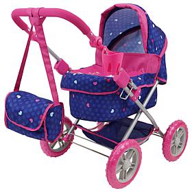 509 Crew Unicorn Doll Pram- Retractable Canopy, Cup Holder & Carry Bag