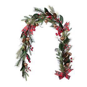 6' Christmas Bell, Pinecone & Berry Bow Garland