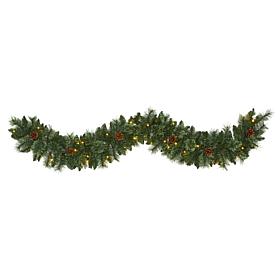 6 ft. White Mountain Pine Artificial Garland with 35 White Warm LED...