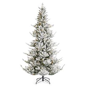7.5ft Pre-Lit Flocked Upward Slim Fir Christmas Tree