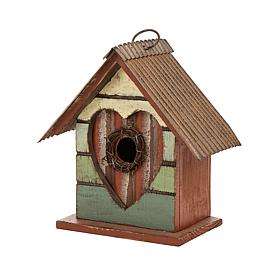 8.75"H Valentine's Distressed Wood Window Cottage Outdoor Birdhouse