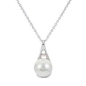 9-10mm Cultured Freshwater Pearl Filigree Pendant with Chain 