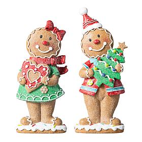9.75'' Resin Christmas Gingerbread Table Decor - Set of 2