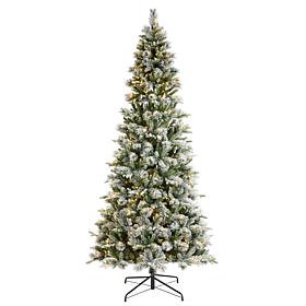9ft Whispering Snowy Pine Christmas Tree with Warm White Lights