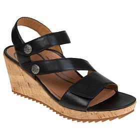 Aetrex® Madelyn Memory Foam Arch Support Leather Wedge Sandal