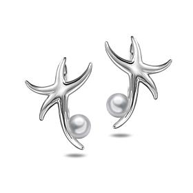 Alamea Sterling Silver Cultured Freshwater Pearl Starfish Earrings
